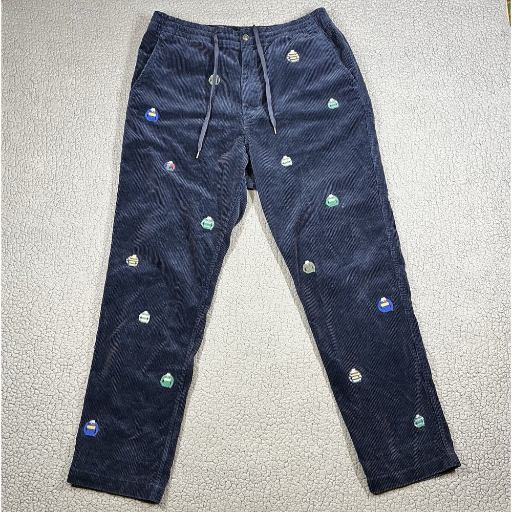 Polo Ralph Lauren Corduroy "Rugby Shirt" Prepster Pants Mens XL 34x29 Dark Blue